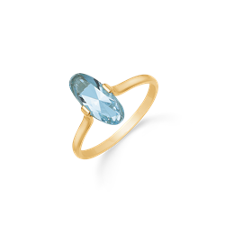 Støvring Design's Guld ring med 13x5 mm blå Topaz, ringmål 59