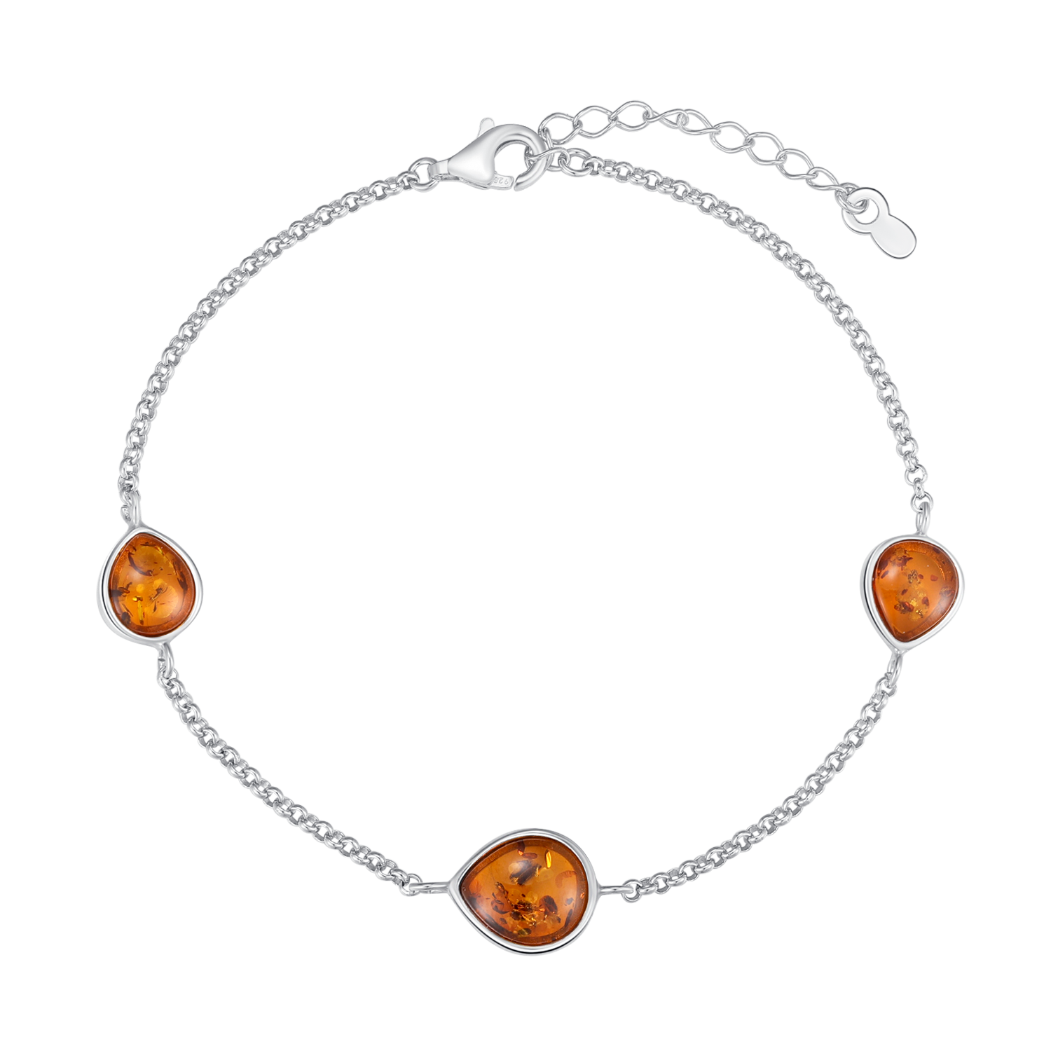Sølv armbånd med rav